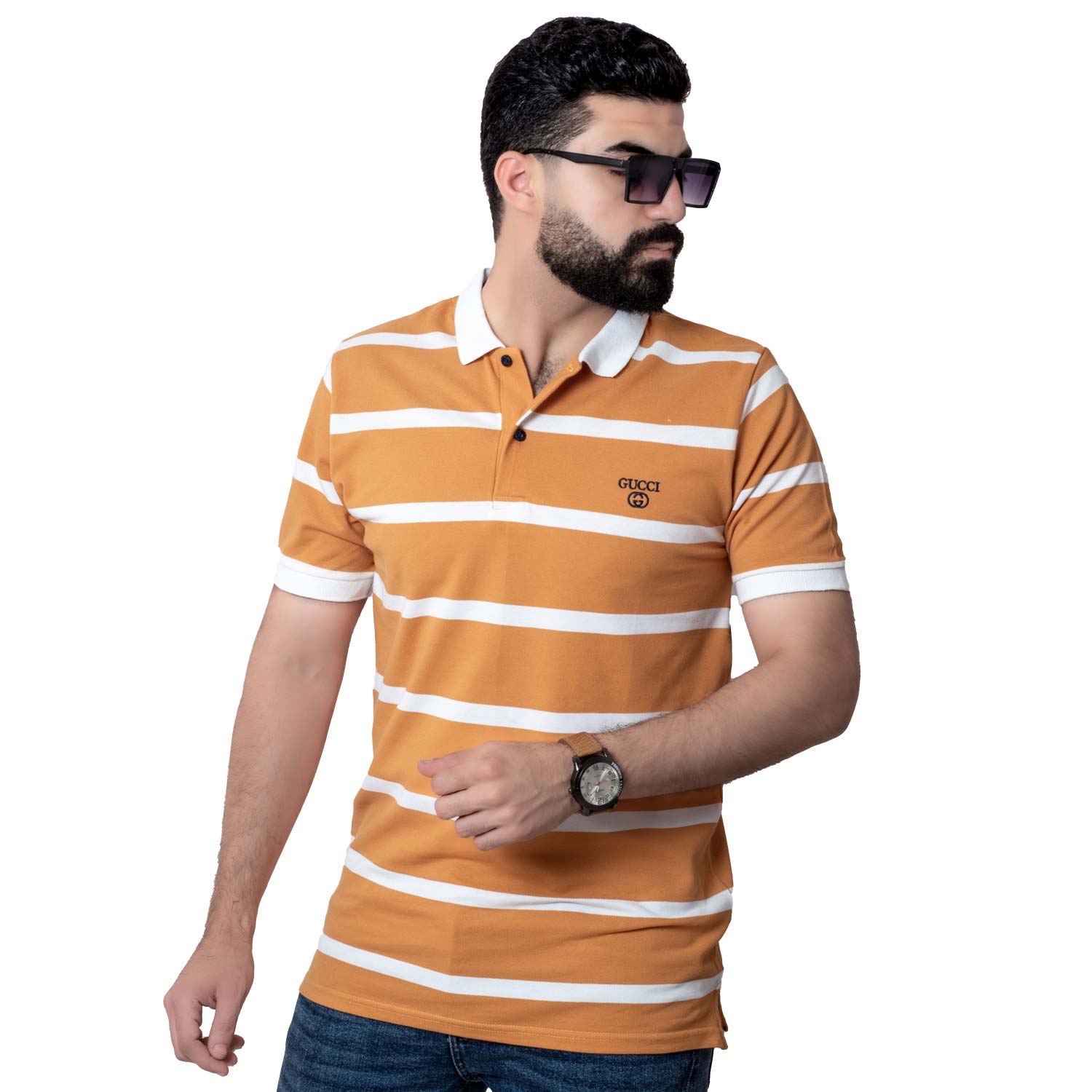 Men's clothing 21SM-1-5-6-25-تيشيرت بولو قطن مقلم بأكمام قصيره last, Last chance, polo-T-Shirt, تيشرت بولو  Pukkastyle ملابس رجالي