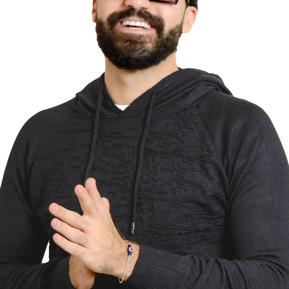 Men's clothing 22WM-27-4-164-1-بوكليت صوف ( أسود ) كابيشو SweatShirt, سويت شيرت  Pukkastyle ملابس رجالي