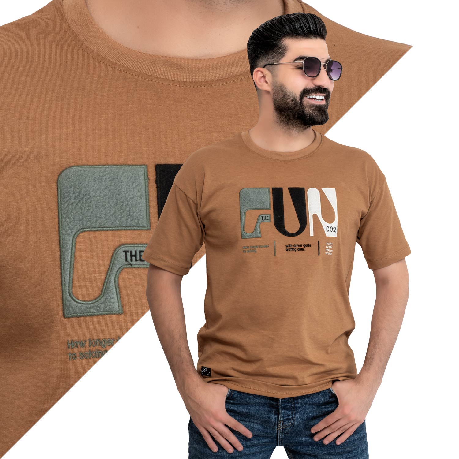 Men's clothing 24SM-27-9-30119-24-تيشيرت أوفر سايز – قطن Cotton T-shirt, تيشرت روند, تيشرت قطن  Pukkastyle ملابس رجالي