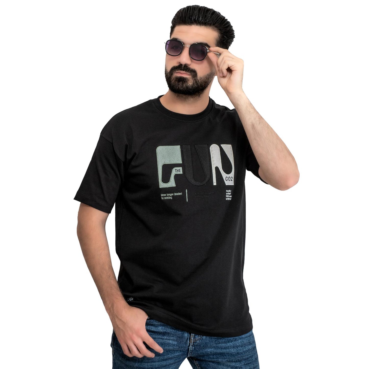 Men's clothing 24SM-27-9-30119-1-تيشيرت أوفر سايز – قطن Cotton T-shirt, تيشرت روند, تيشرت قطن  Pukkastyle ملابس رجالي