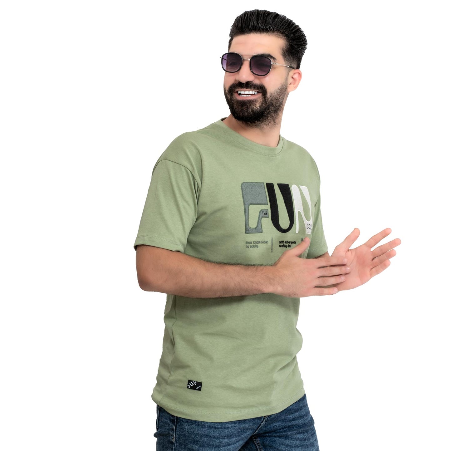 Men's clothing 24SM-27-9-30119-9-تيشيرت أوفر سايز – قطن Cotton T-shirt, تيشرت روند, تيشرت قطن  Pukkastyle ملابس رجالي