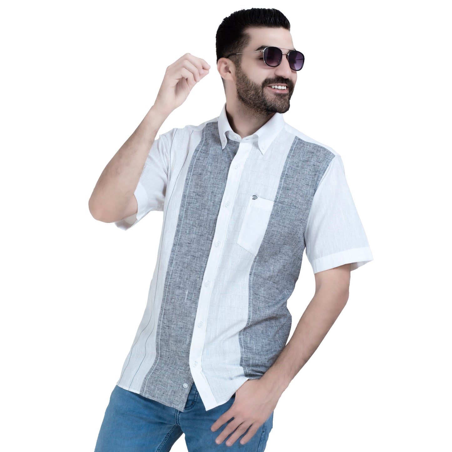 26SM-44-10-207-قميص نص كم كتان