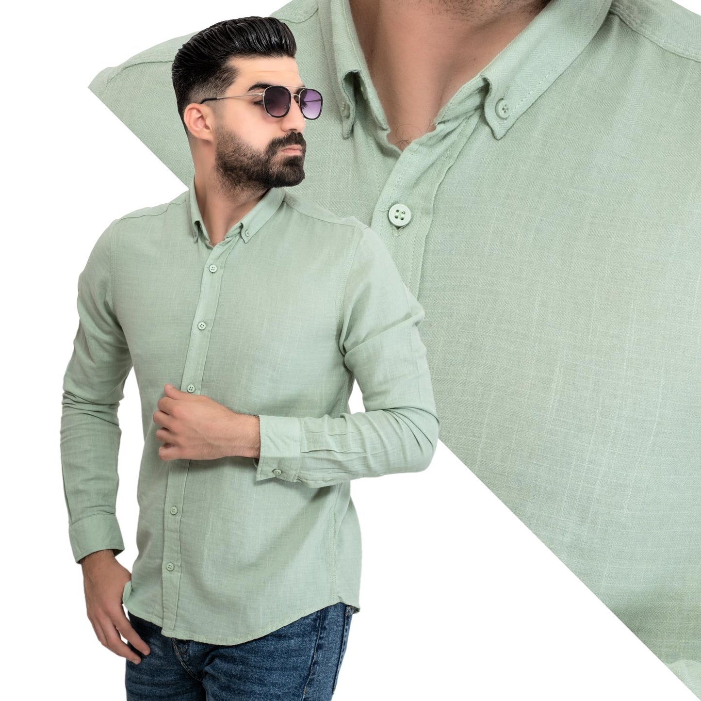 Men's clothing 24GM-19-7-2024-9-قميص كتان ساده بأكمام طويله – خام تركي Long-Sleeve-Shirt, قميص كم طويل, كتان  Pukkastyle ملابس رجالي