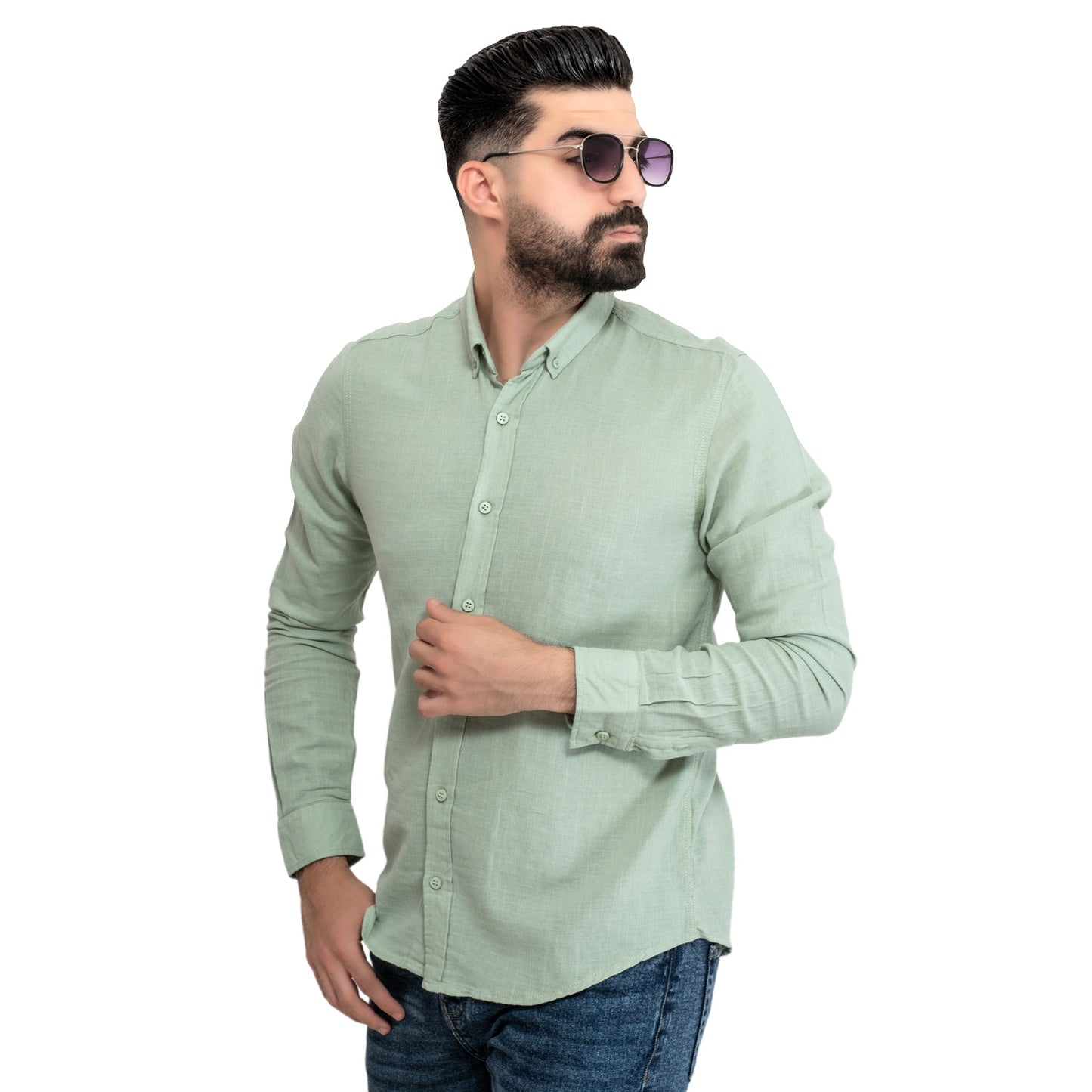 Men's clothing 24GM-19-7-2024-9-قميص كتان ساده بأكمام طويله – خام تركي Long-Sleeve-Shirt, قميص كم طويل, كتان  Pukkastyle ملابس رجالي