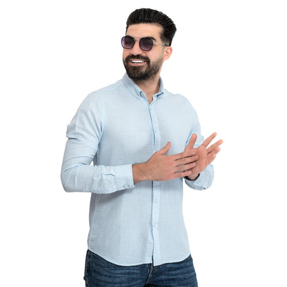 Men's clothing 24GM-19-7-2024-27-قميص كتان ساده بأكمام طويله – خام تركي Long-Sleeve-Shirt, قميص كم طويل, كتان  Pukkastyle ملابس رجالي