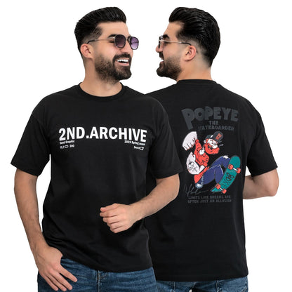 تيشرت روند -  ["Cotton T-shirt","last","Last chance","Tee","Tshirt","\u062a\u064a\u0634\u0631\u062a \u0631\u0648\u0646\u062f","\u062a\u064a\u0634\u0631\u062a \u0642\u0637\u0646"] - 24SM-27-9-30318-تيشيرت أوفر سايز – قطن  - Pukkastyle تسوق ملابس رجالي اونلاين - Online shopping Men's Clothes