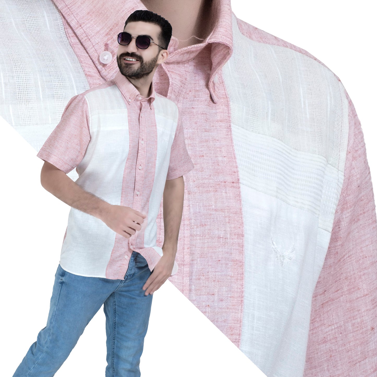 26SM-44-10-206-قميص نص كم كتان