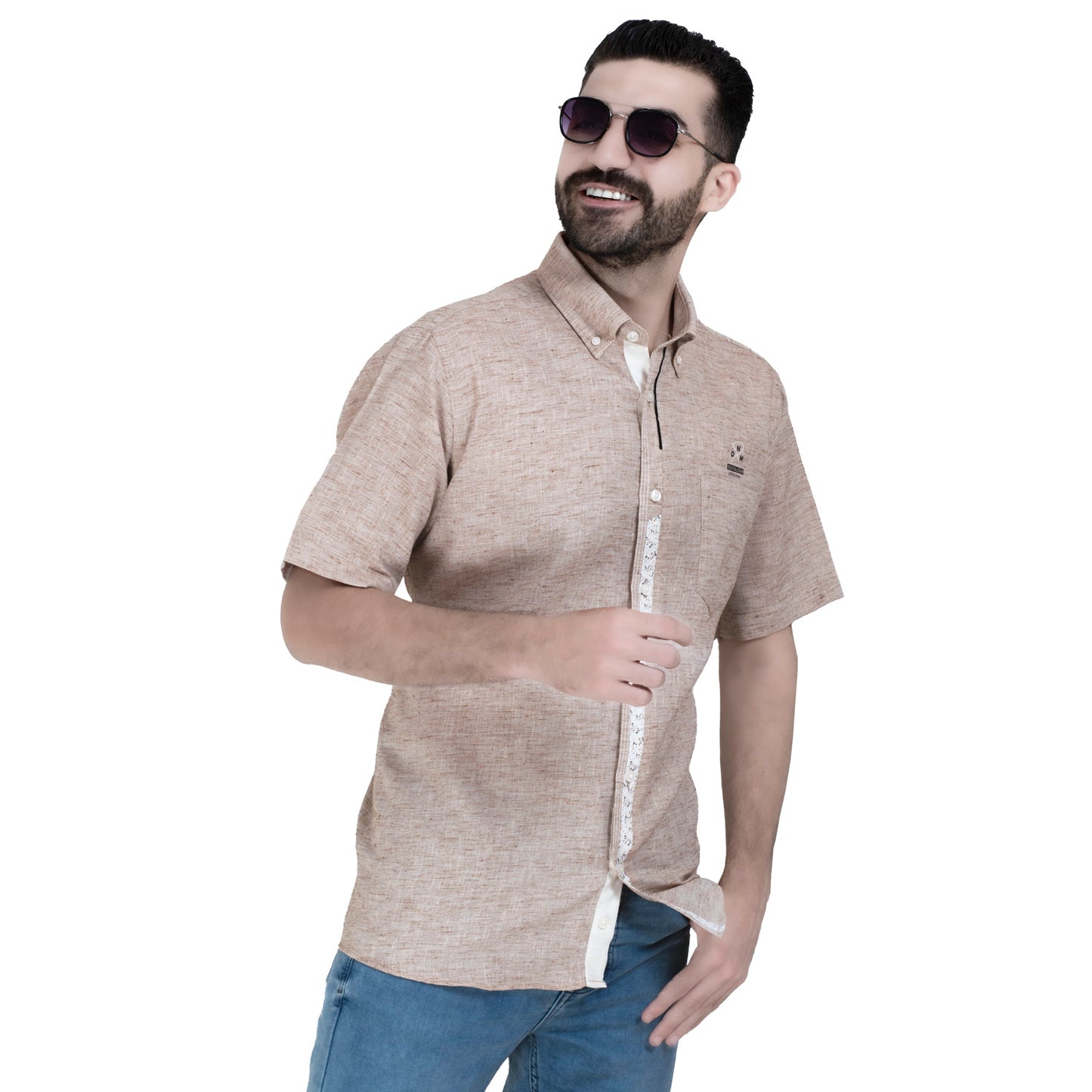 26SM-44-10-226-قميص نص كم كتان