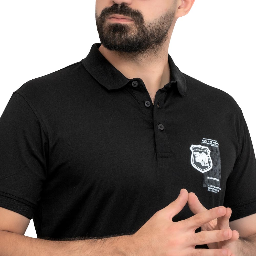 Men's clothing 24SM-19-5-726-1-تيشيرت بولو – قطن مستورد – أسود Polo-T-Shirt, تيشرت بولو  Pukkastyle ملابس رجالي