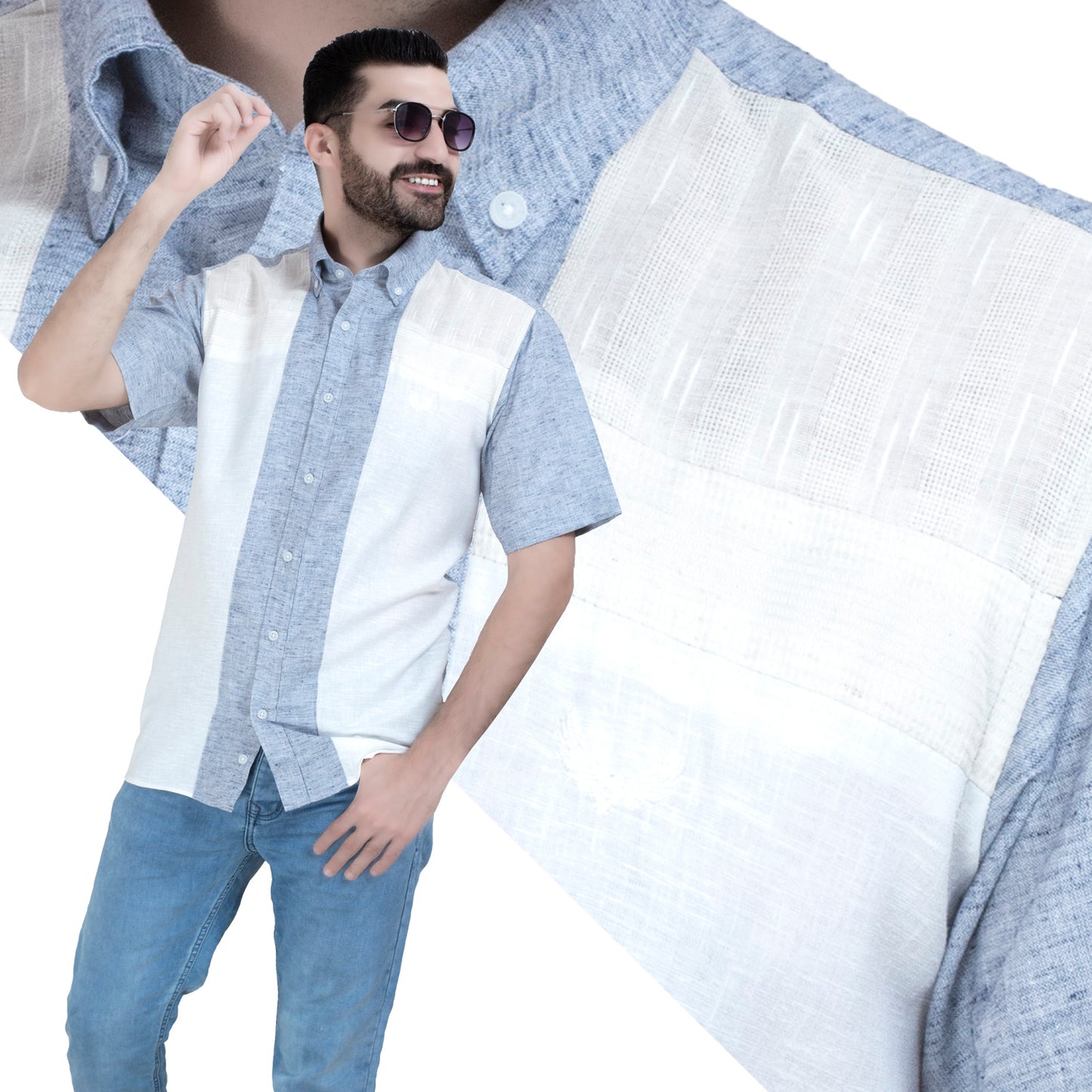 26SM-44-10-206-قميص نص كم كتان