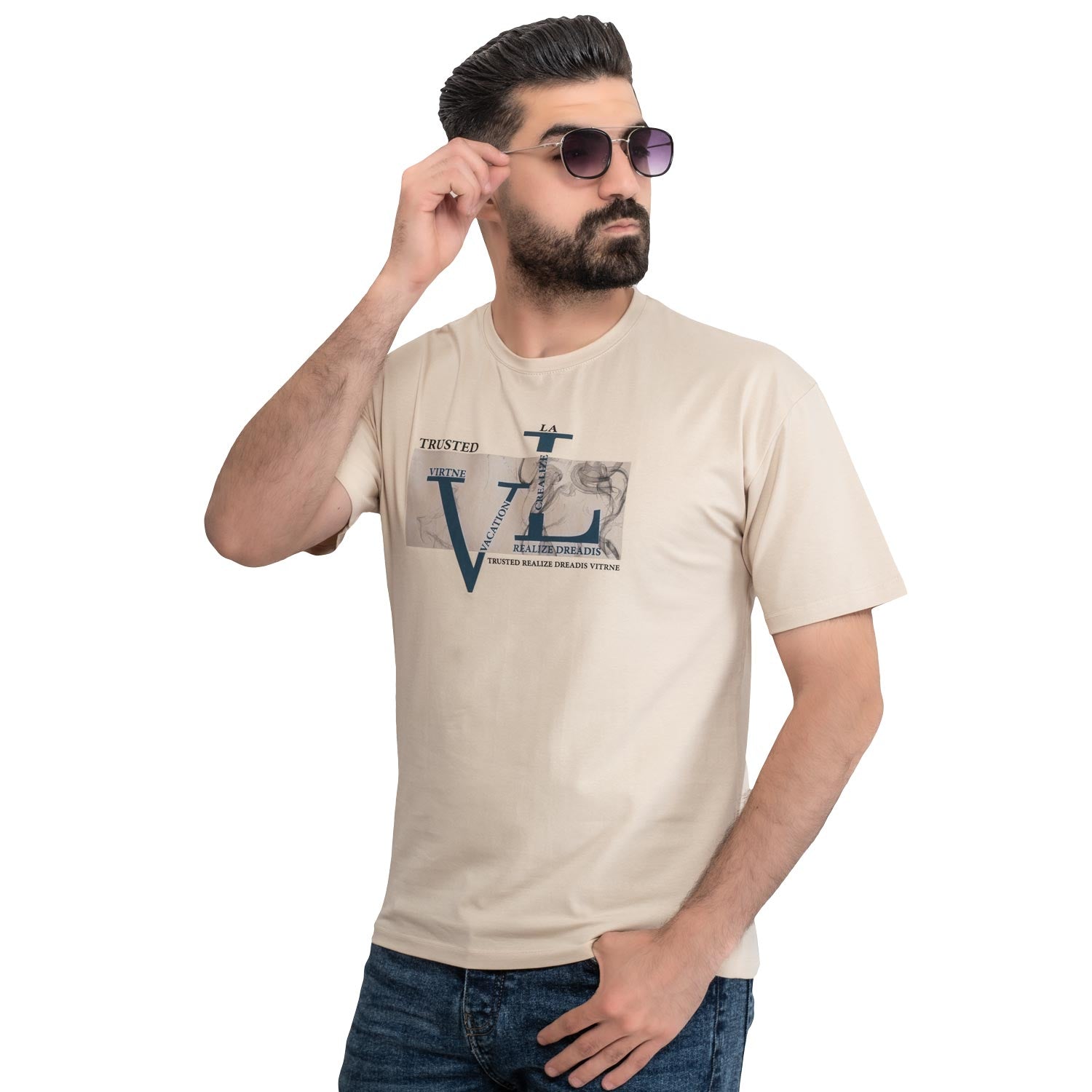 Men's clothing 24SM-19-9-747-20-تيشيرت أوفر سايز – قطن مستورد Cotton T-shirt, تيشرت روند, تيشرت قطن  Pukkastyle ملابس رجالي