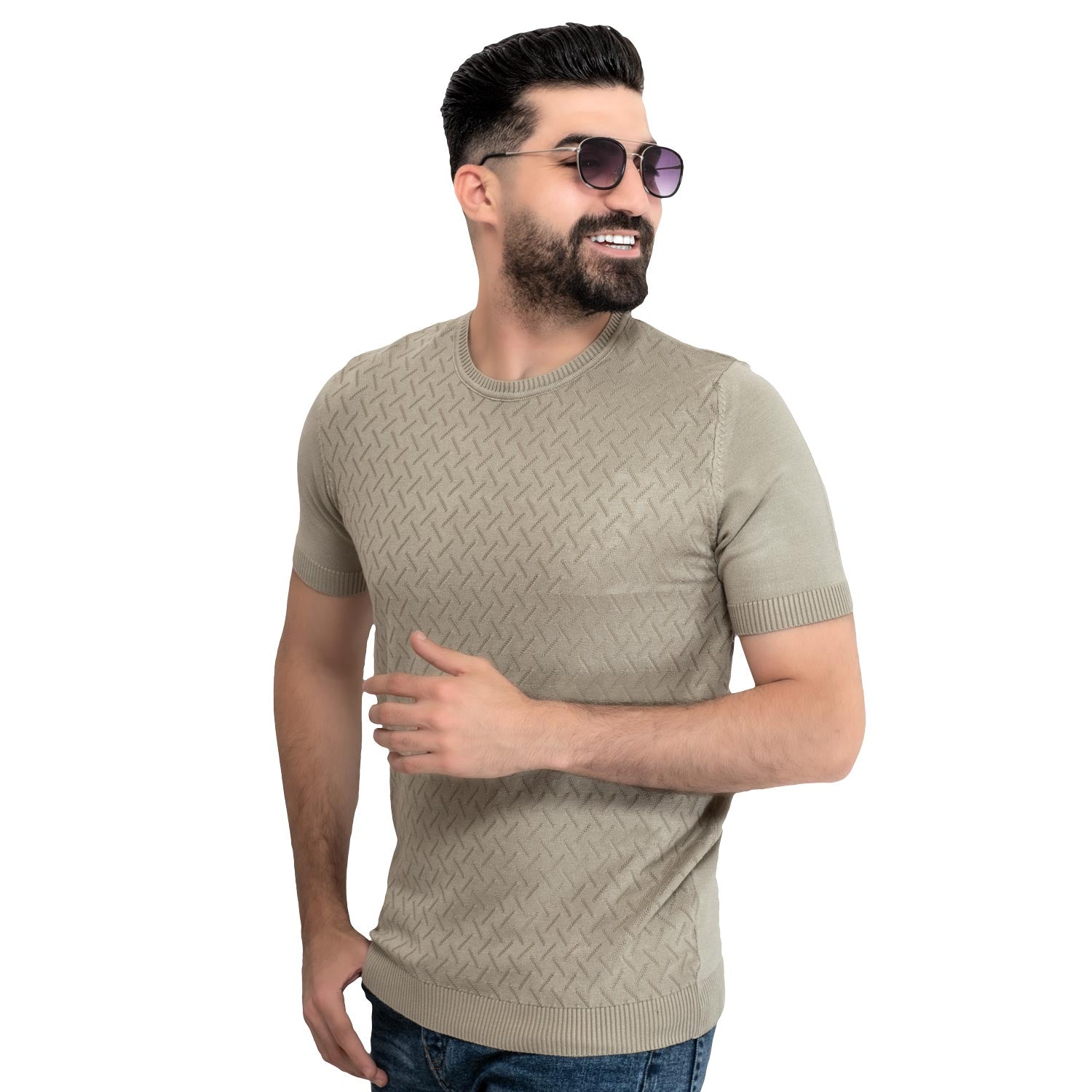 Men's clothing 24SM-17-9-3746-20-تيشيرت روند – تريكو قطن Cotton T-shirt, تيشرت روند, تيشرت قطن  Pukkastyle ملابس رجالي