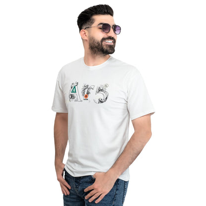 Men's clothing 24SM-19-9-744-17-تيشيرت أوفر سايز – قطن مستورد – أبيض Cotton T-shirt, تيشرت روند, تيشرت قطن  Pukkastyle ملابس رجالي