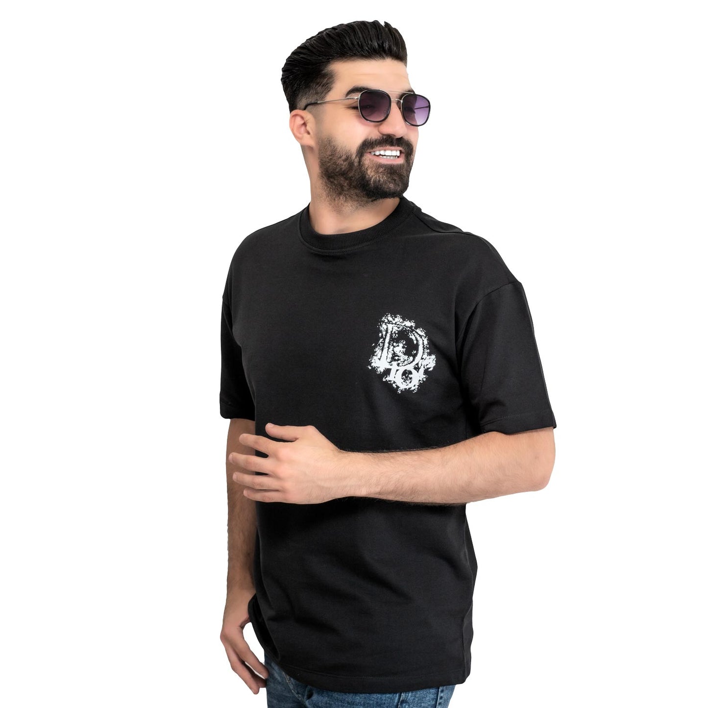 Men's clothing 24SM-37-9-269-1-تيشيرت أوفر سايز – قطن مستورد – أسود Cotton T-shirt, تيشرت روند, تيشرت قطن  Pukkastyle ملابس رجالي