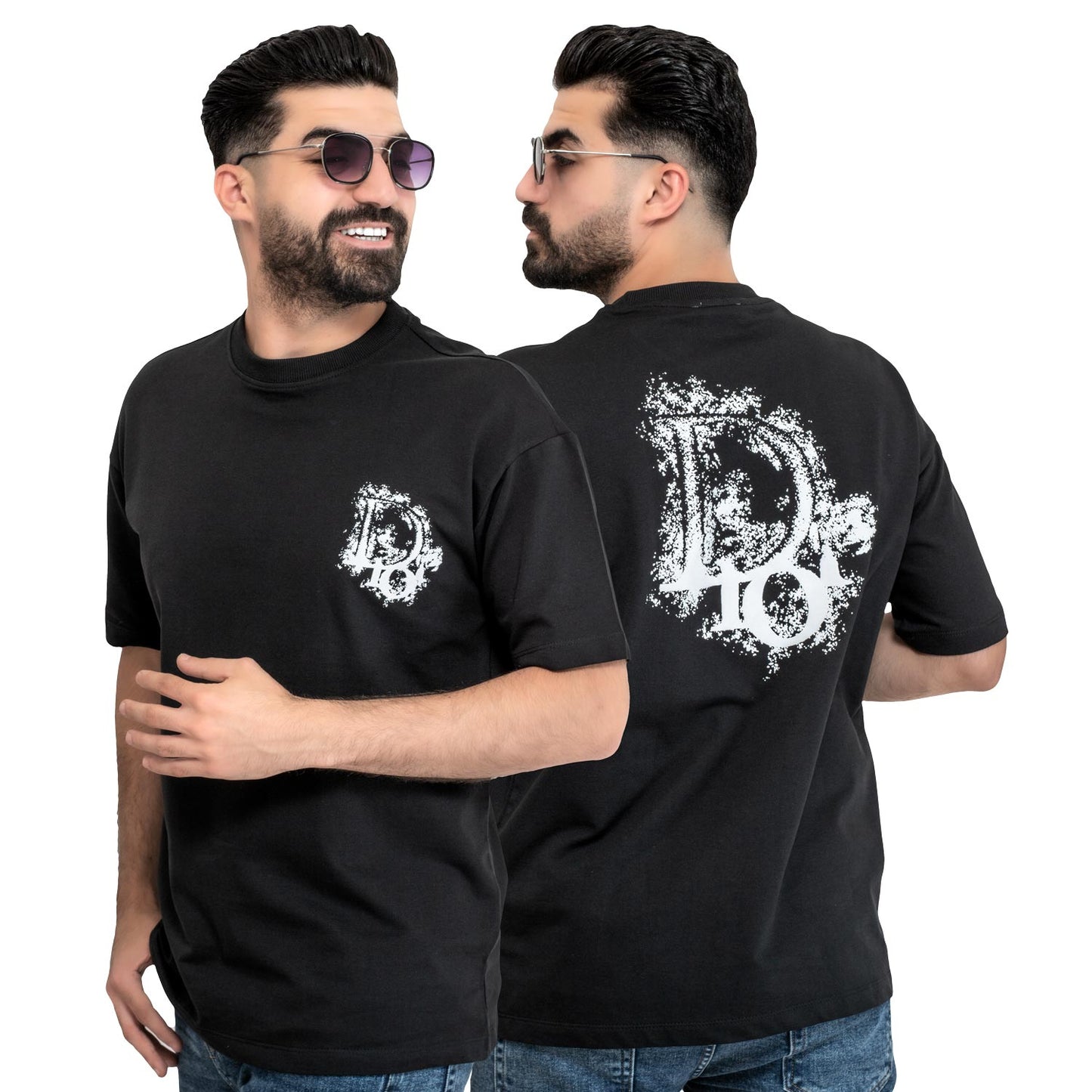 Men's clothing 24SM-37-9-269-1-تيشيرت أوفر سايز – قطن مستورد – أسود Cotton T-shirt, تيشرت روند, تيشرت قطن  Pukkastyle ملابس رجالي