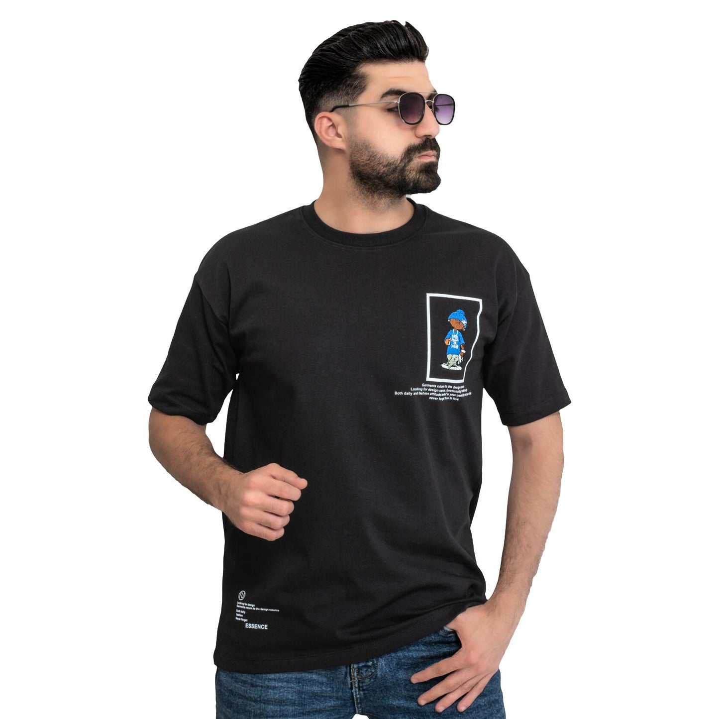 Men's clothing 24SM-27-9-30155-1-تيشيرت أوفر سايز – قطن Cotton T-shirt, تيشرت روند, تيشرت قطن  Pukkastyle ملابس رجالي