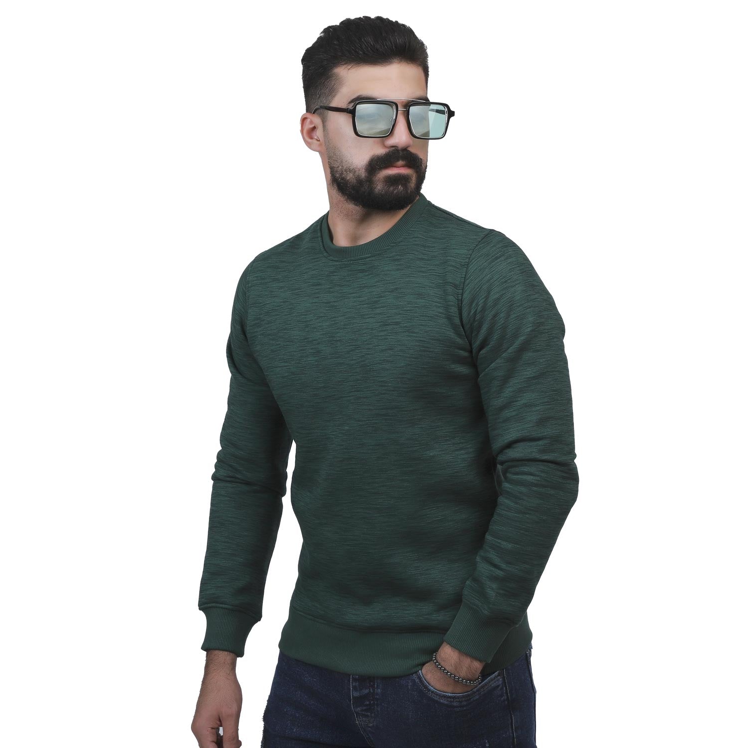 Men's clothing 21WM-1-2-6-14-سويت شيرت ( زيتي ) ميلتون قطن جاسبي SweatShirt, سويت شيرت  Pukkastyle ملابس رجالي