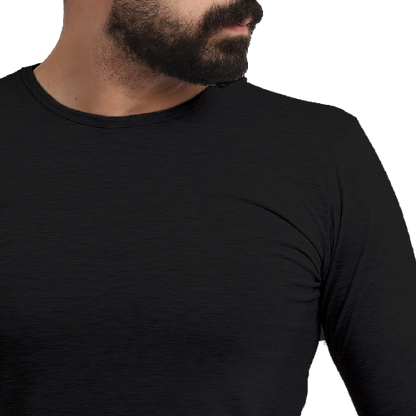 Men's clothing 21WM-1-2-1-1-أندر شيرت ( أسود ) قطن ليكرا last, قميص كم طويل  Pukkastyle ملابس رجالي