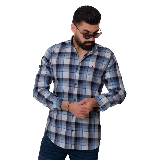 Men's clothing 22SM-18-7-20226-27-قميص كم قطن كاروه Check Shirt, last, Last chance, Long-Sleeve-Shirt, قميص كم طويل, كاروهات  Pukkastyle ملابس رجالي