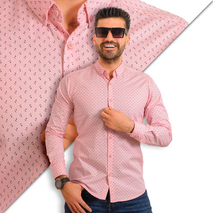 Men's clothing 23GM-19-7-2067-32-قميص باكمام طويله قطن منقوش last, Long-Sleeve-Shirt, قميص كم طويل  Pukkastyle ملابس رجالي