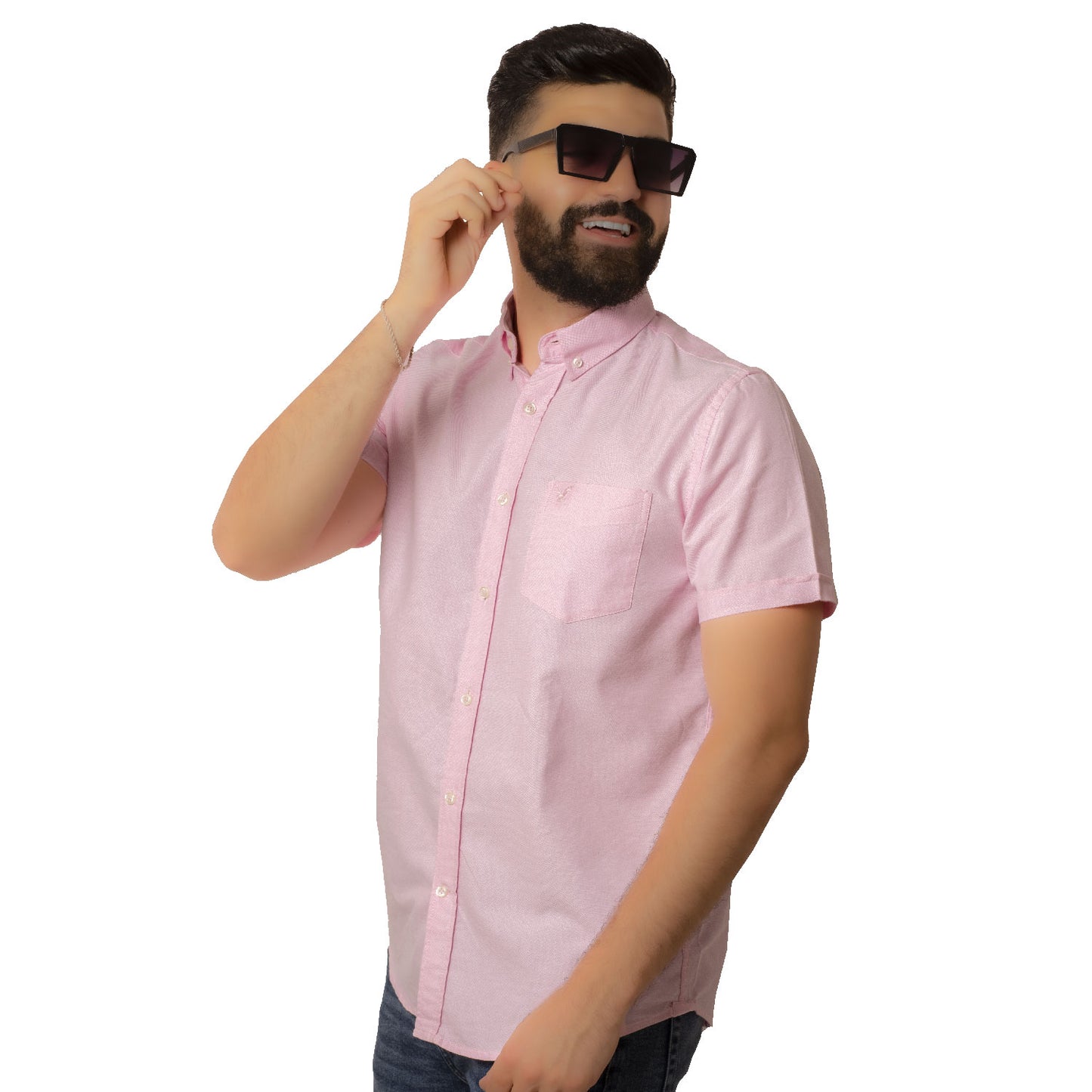 22SM-20-10-309-32-قميص قطن ساده باكمام قصيره Half-Sleeve-Shirt, قميص نص كم رجالي, Pukkastyle