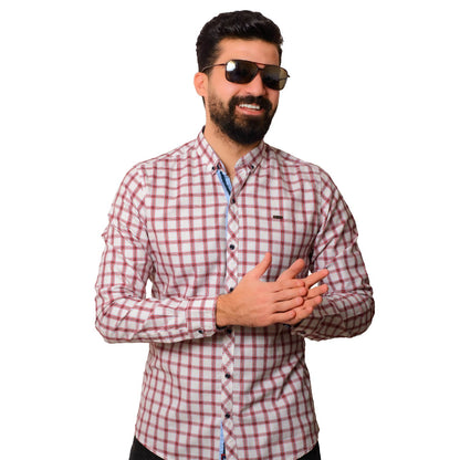 Men's clothing 23GM-14-7-12079-5-قميص كاروه قطن باكمام طويله Check Shirt, last, Long-Sleeve-Shirt, قميص كم طويل, كاروهات  Pukkastyle ملابس رجالي