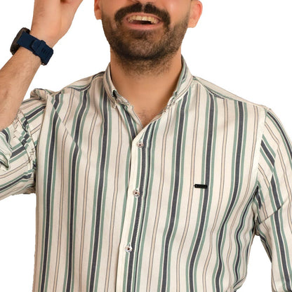 23GM-14-7-153-14-قميص قطن مقلم باكمام طويله Long-Sleeve-Shirt, Striped Shirt, قميص كم طويل, قميص مقلم, مقلم رجالي, Pukkastyle