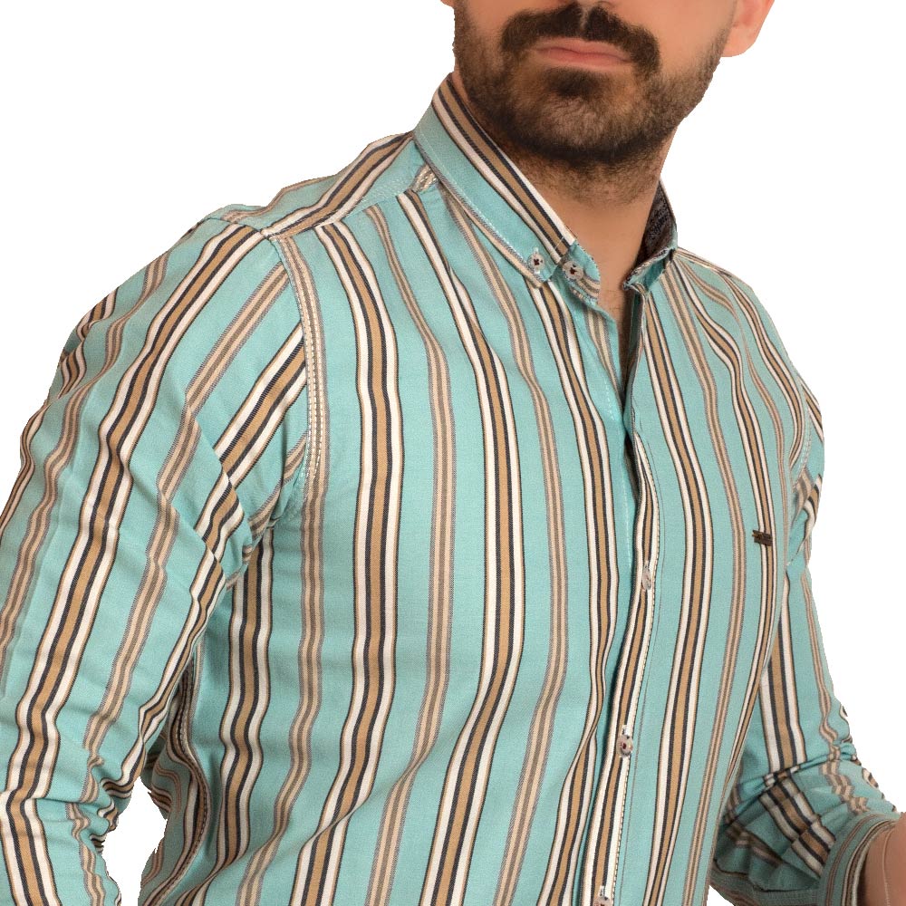23GM-14-7-154-34-قميص قطن مقلم باكمام طويله Long-Sleeve-Shirt, Striped Shirt, قميص كم طويل, قميص مقلم, مقلم رجالي, Pukkastyle