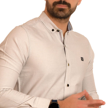 Men's clothing 23GM-14-7-555-20-قميص قطن اكسفورد ساده last, Long-Sleeve-Shirt, Plain Shirt, ساده, قميص ساده, قميص كم طويل  Pukkastyle ملابس رجالي