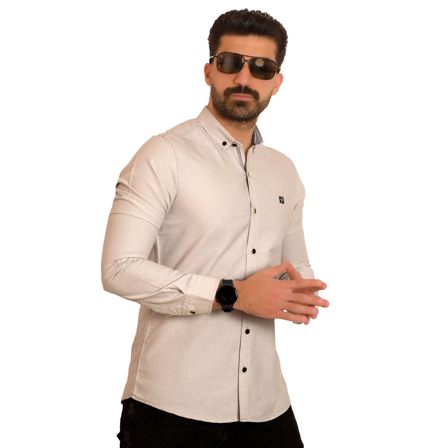 Men's clothing 23GM-14-7-555-20-قميص قطن اكسفورد ساده last, Long-Sleeve-Shirt, Plain Shirt, ساده, قميص ساده, قميص كم طويل  Pukkastyle ملابس رجالي